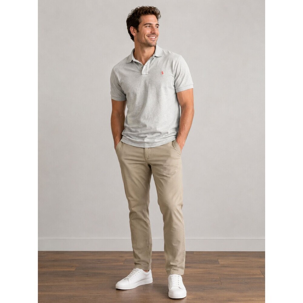 Mens XXL Polo Ralph Lauren The Interlock Shirt Polo Collared SS Tan Beige READ